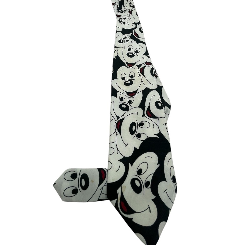 Mickey Mouse Neck Tie Black And White Mickey Face w/Red Tongue